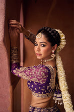 Load image into Gallery viewer, Purple Upada silk blouse, lehenga and georgette dupatta