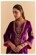 Load image into Gallery viewer, Nooren - Deep Purple Kurta with Flared Palazzo and Dupatta