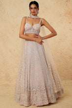 Load image into Gallery viewer, Pink net self on self embroidered lehenga
