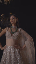 Load and play video in Gallery viewer, Champagne Floral Lehenga Set