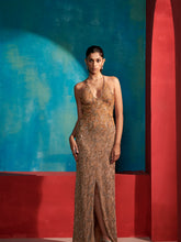 Load image into Gallery viewer, Cedar Wood Golden Ombre Fitted Gown