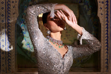 Load image into Gallery viewer, Silver Zardosi Lehenga Set