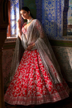Load image into Gallery viewer, Red Silver Zardozi Lehenga Set