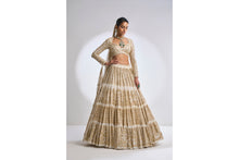 Load image into Gallery viewer, Ivory Multi-Tiered Lehenga Set