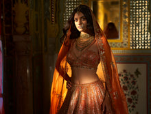 Load image into Gallery viewer, Orange Gota Patti Lehenga Set