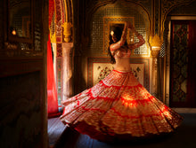 Load image into Gallery viewer, Red Multi-Tiered Lehenga Set