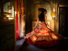 Load image into Gallery viewer, Red Multi-Tiered Lehenga Set