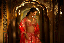 Load image into Gallery viewer, Red Gota Patti Lehenga Set