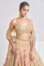 Load image into Gallery viewer, Multi-Coloured Gold Lehenga Set