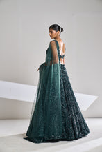 Load image into Gallery viewer, Dusty Teal Sequin Lehenga Set