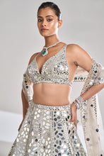 Load image into Gallery viewer, Cream Gold Mirror Work Lehenga Set