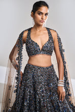Load image into Gallery viewer, Chocolate Brown Sequin Lehenga Set