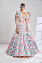 Load image into Gallery viewer, Pastel Multi-Coloured Mirror Work Lehenga Set