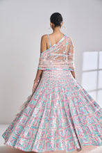 Load image into Gallery viewer, Pastel Multi-Coloured Mirror Work Lehenga Set