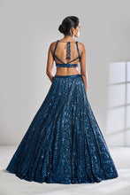 Load image into Gallery viewer, Persian Blue Sequin Lehenga Set