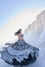 Load image into Gallery viewer, Black Multi-Tiered Lehenga Set