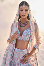 Load image into Gallery viewer, Pastel Multi-Coloured Mirror Work Lehenga Set