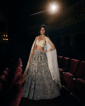 Load image into Gallery viewer, Black & White Pearl Lehenga Set