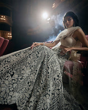 Load image into Gallery viewer, Black & White Pearl Lehenga Set