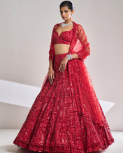 Load image into Gallery viewer, Red Sequin Lehenga Set