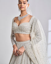 Load image into Gallery viewer, Silver Pearl Lehenga Set