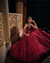 Load image into Gallery viewer, Maroon Sequin Lehenga Set