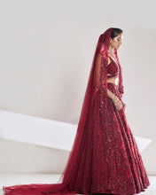 Load image into Gallery viewer, Maroon Sequin Lehenga Set