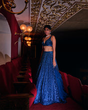 Load image into Gallery viewer, Persian Blue Sequin Lehenga Set