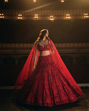 Load image into Gallery viewer, Red Sequin Lehenga Set