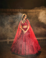 Load image into Gallery viewer, Red Sequin Lehenga Set