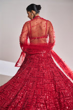 Load image into Gallery viewer, Red Sequin Lehenga Set