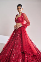 Load image into Gallery viewer, Red Sequin Lehenga Set