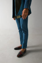 Load image into Gallery viewer, Teal Blue Pintuck Trousers