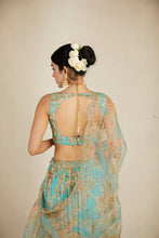 Load image into Gallery viewer, MINT CHIFFON FLORAL LEHENGA SET