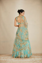 Load image into Gallery viewer, MINT CHIFFON FLORAL LEHENGA SET