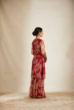 Load image into Gallery viewer, RED FLORAL ORGANZA FLORAL KURTA SET