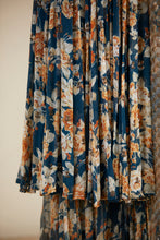 Load image into Gallery viewer, TEAL BLUE CHIFFON FLORAL LEHENGA SET