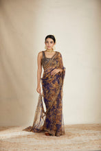Load image into Gallery viewer, PURPLE FLORAL SAAREE SET
