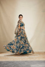 Load image into Gallery viewer, TEAL BLUE FLORAL PEPLUM SET