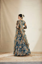 Load image into Gallery viewer, TEAL BLUE FLORAL PEPLUM SET