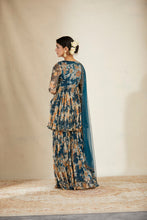 Load image into Gallery viewer, TEAL BLUE FLORAL PEPLUM SET