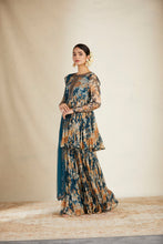 Load image into Gallery viewer, TEAL BLUE FLORAL PEPLUM SET