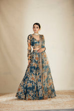 Load image into Gallery viewer, TEAL BLUE FLORAL PEPLUM SET