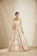 Load image into Gallery viewer, Off White Silk Floral Lehenga Set