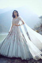Load image into Gallery viewer, Blue Tulle Lehenga