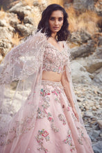 Load image into Gallery viewer, Pink Organza Lehenga Set