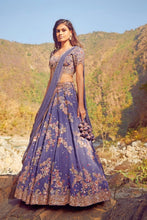 Load image into Gallery viewer, Blue Organza Lehenga Set