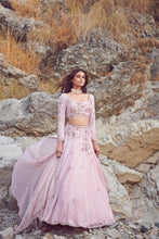 Load image into Gallery viewer, Pink Chiffon Chikankari Lehenga Set