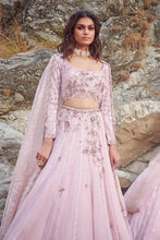 Load image into Gallery viewer, Pink Chiffon Chikankari Lehenga Set