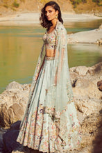 Load image into Gallery viewer, Blue Organza Lehenga Set